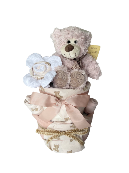 Teddy Bear Themed Baby Girl 2 Tier Cake