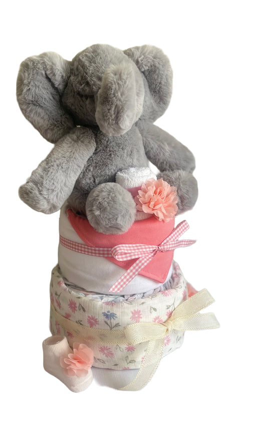 Elephant Baby Girl Nappy Cake