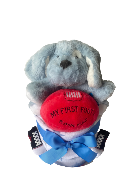 'My First Footy' Baby Boy Nappy cake